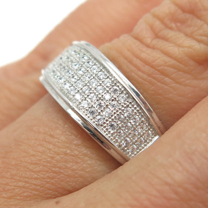 925 Sterling Silver 2-Tone Pave C Z Ring Size 7