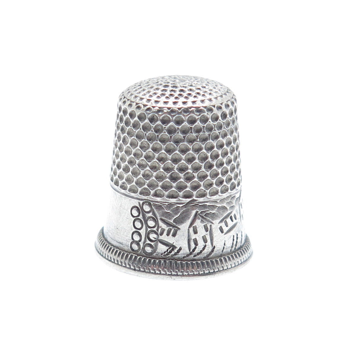 925 Sterling Silver Antique Art Deco Oxidized Thimble Size 6