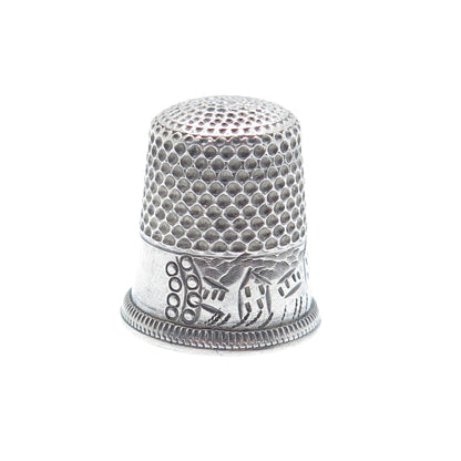 925 Sterling Silver Antique Art Deco Oxidized Thimble Size 6