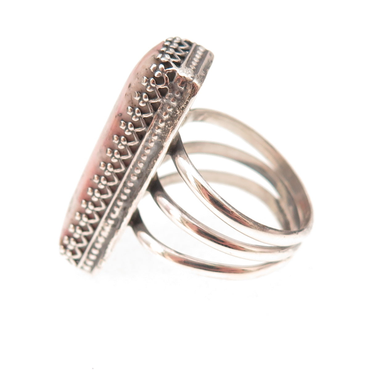 Pauline Nelson Navajo Old Pawn Sterling Silver Vintage Rhodonite Ring Size 7.25