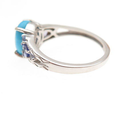 Chuck Clemency 925 Sterling Silver Real Turquoise & Tanzanite Ring Size 8