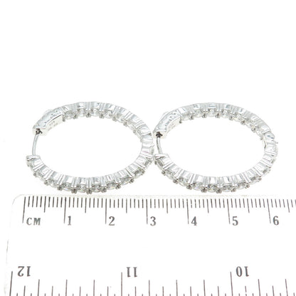 925 Sterling Silver Round-Cut Shaped C Z Huggie Earrings