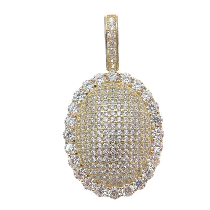 DESIGNS BY YAGI 925 Sterling Gold Plated Round-Cut Shaped C Z Sparkle Pendant