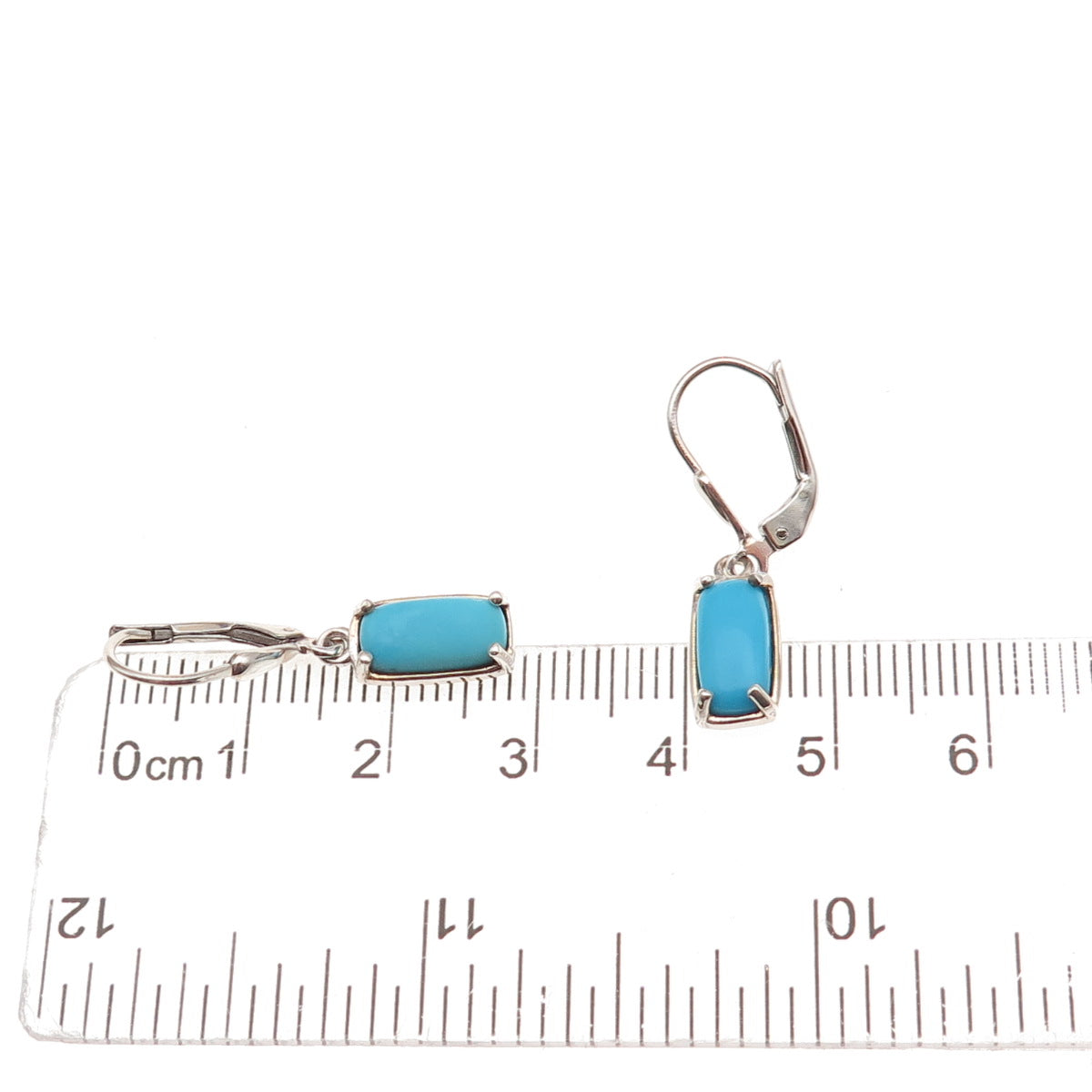 D'Joy 925 Sterling Silver Real Sleeping Beauty Turquoise Dangle Earrings