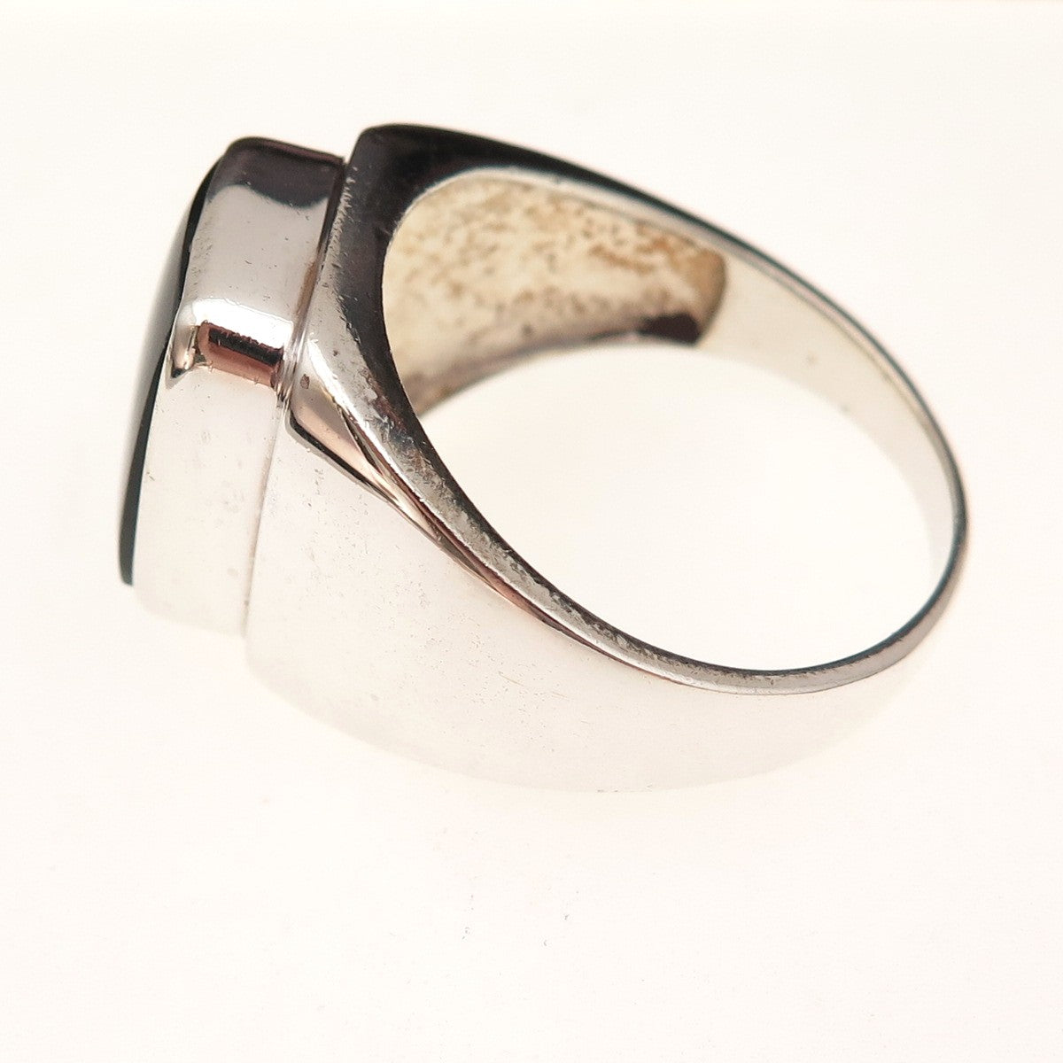 925 Sterling Silver Vintage Real Black Onyx Ring Size 14.25