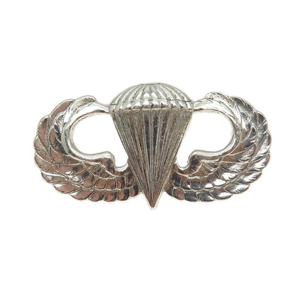 925 Sterling Silver Antique WWII US Air Force Parachutist Pin Brooch