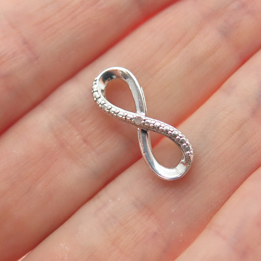 SAI 925 Sterling Silver Real Diamond Accent Infinity Mini Slide Charm Pendant