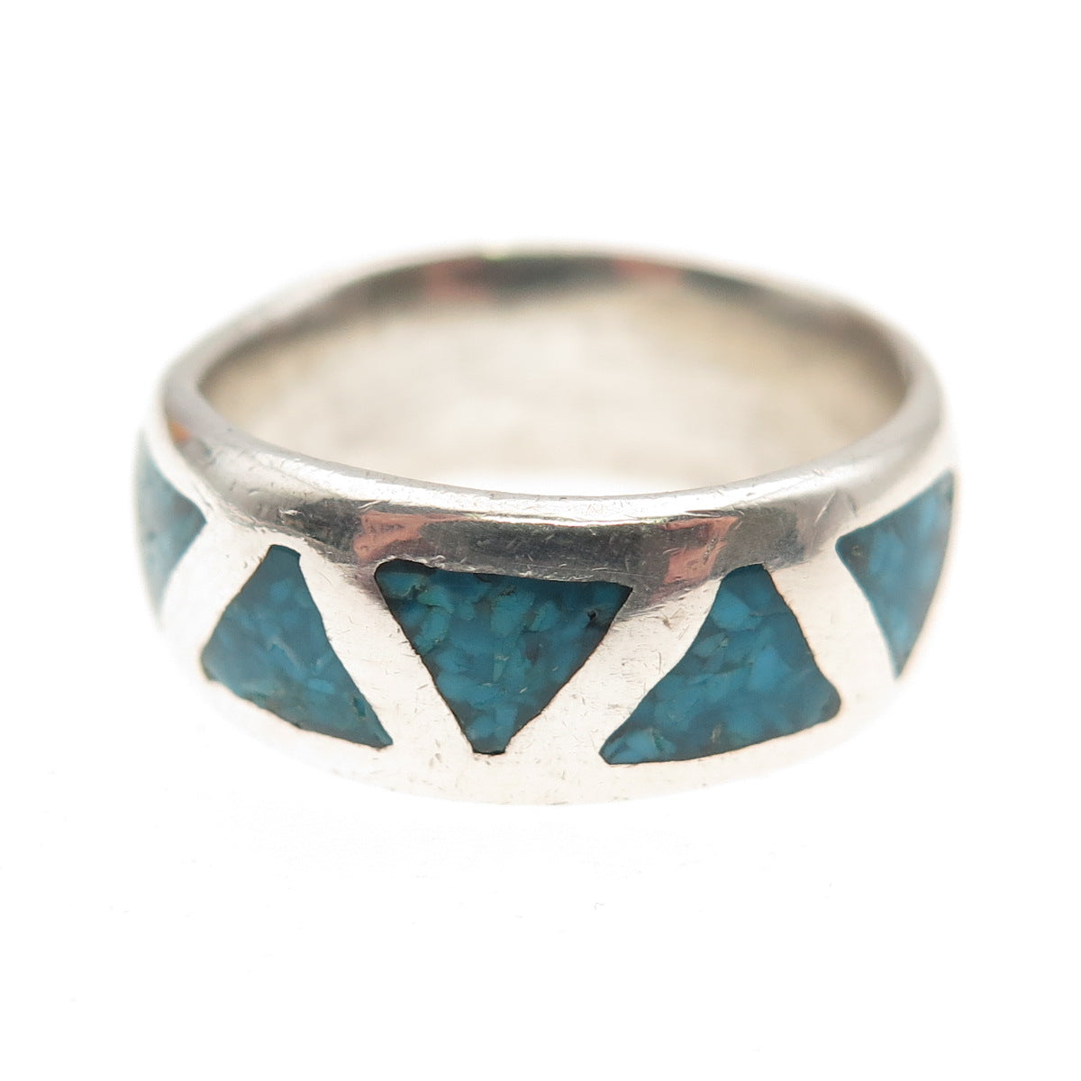 Wheeler Old Pawn 925 Sterling Turquoise Inlay Band Ring Size 6.5 (missing stone)