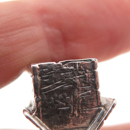 925 Sterling Silver Vintage Dog House Oxidized 3D Charm Pendant