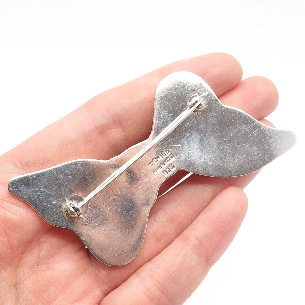 925 Sterling Silver 2-Tone Vintage Mexico Bow Pin Brooch