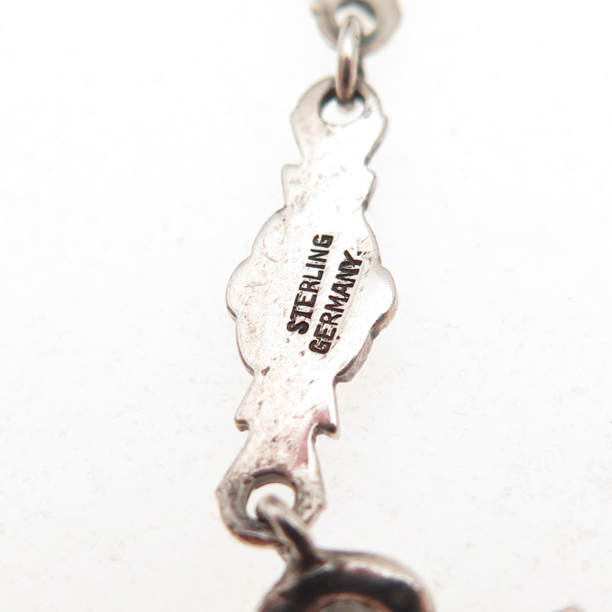 925 Sterling Antique Germany Marcasite Rose Necklace 16" (missing 19 stones)
