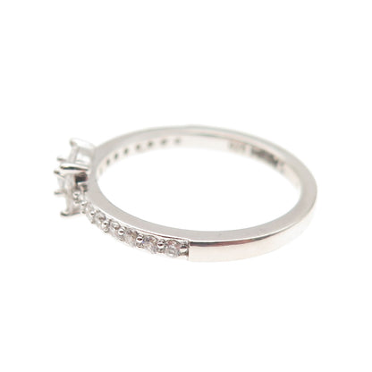 DSMK 925 Sterling Silver Round & Marquise-Cut C Z Engagement Ring Size 7.25