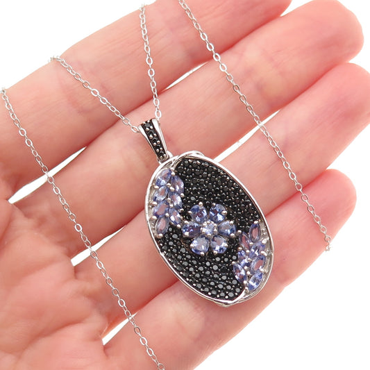 Chuck Clemency 925 Sterling Silver Real Tanzanite & Spinel Chain Necklace 20"