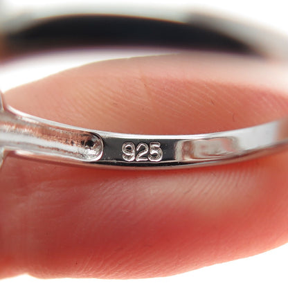 925 Sterling Silver Round-Cut C Z Interlocked Oval Circle Ring Size 8.25