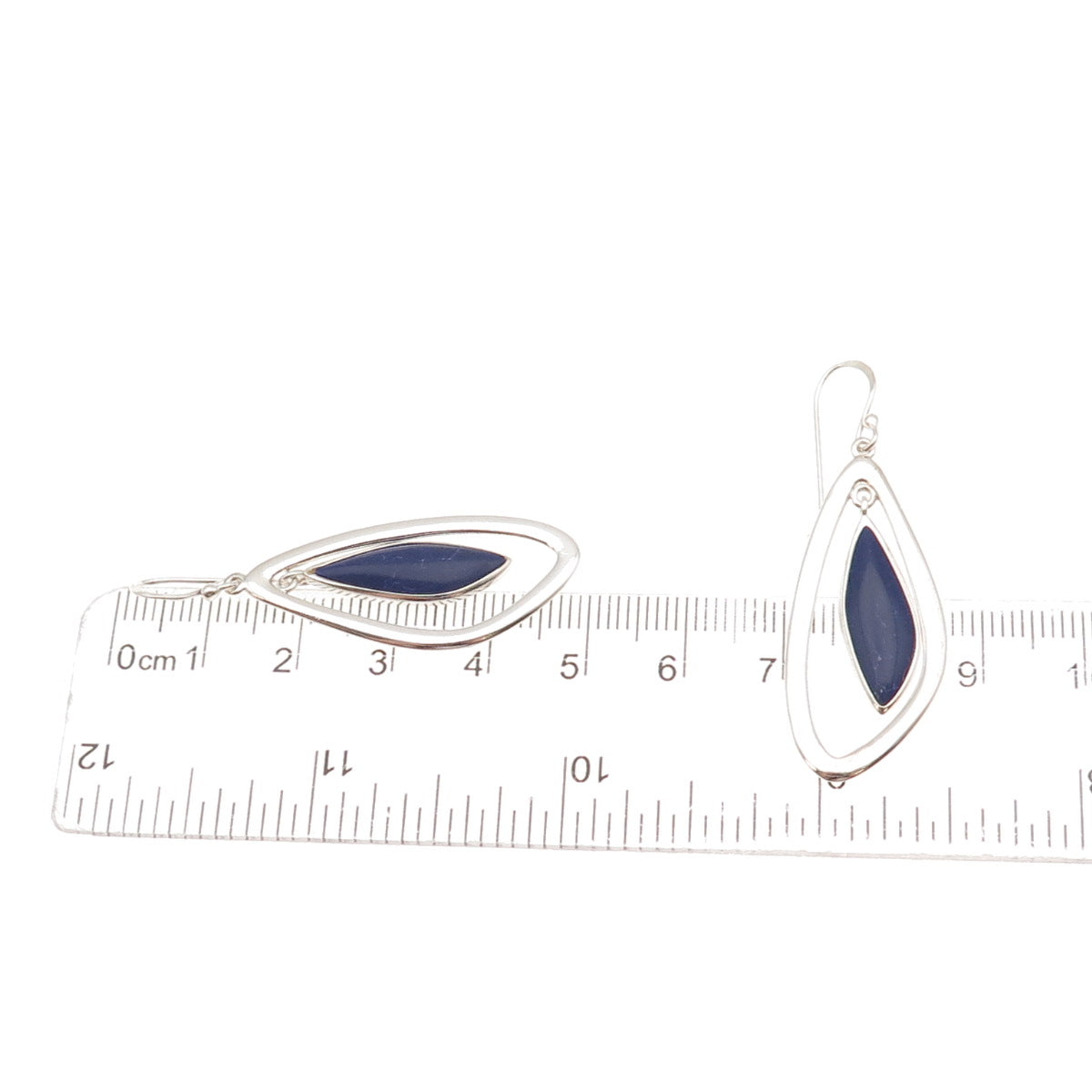 Boma 925 Sterling Silver Vintage Real Lapis Modernist Dangle Earrings