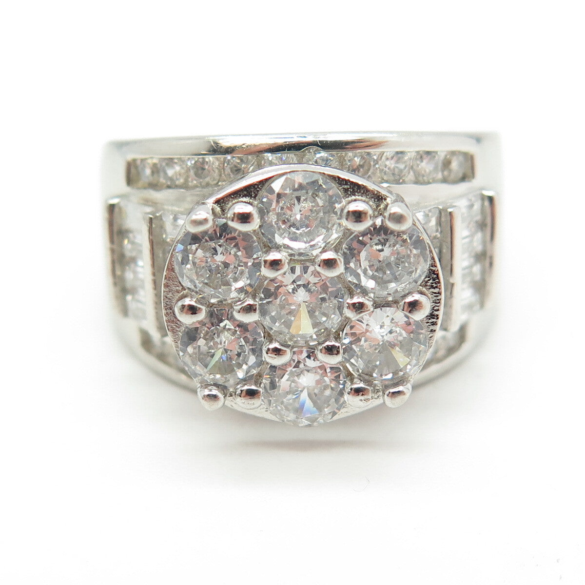 925 Sterling Silver Multi-C Z Ring Size 8.25
