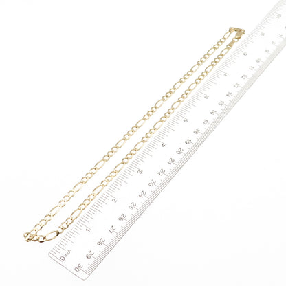 Han 925 Sterling Silver Gold Plated Italy Figaro Chain Necklace 18"