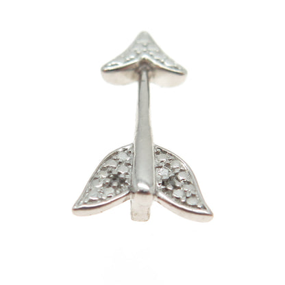 SUN 925 Sterling Silver Real Round-Cut Diamond Arrow Pendant