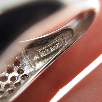 MEDA 925 Sterling Silver Round-Cut C Z Heart Ring Size 7