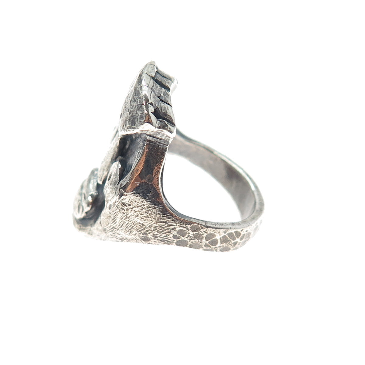925 Sterling Silver Vintage African Tribal Mask Oxidized Ring Size 7.5