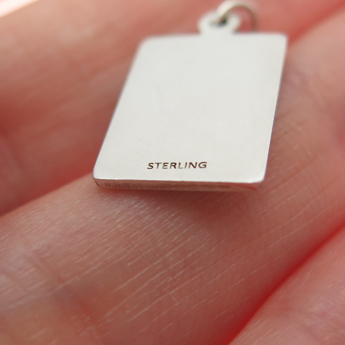 925 Sterling Silver Red Enamel Let's Celebrate Minimalist Charm Pendant