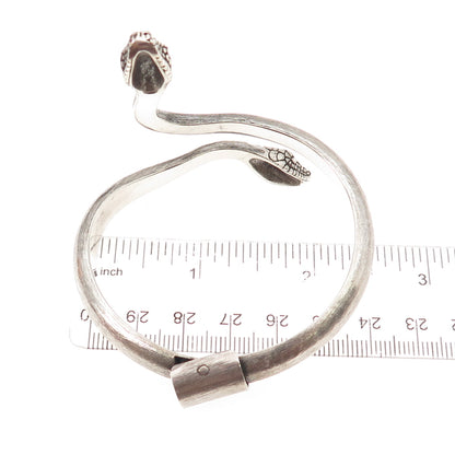 Mariella Pilato Sterling Silver Vintage Modernist Snake Oxidized Bracelet 6.5"