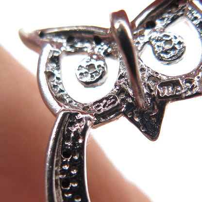 CHARLES WINSTON 925 Sterling Silver Real Black & White Diamond Owl Slide Pendant