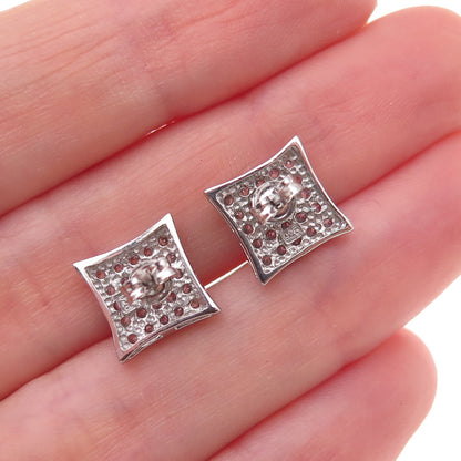 925 Sterling Silver Round-Cut C Z Stud Earrings
