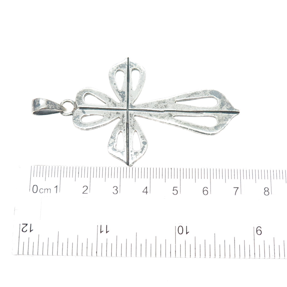 925 Sterling Silver Vintage Mexico Cross Oxidized Pendant