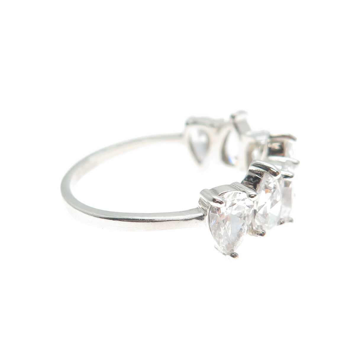 JCM JACMEL MAURITIUS 925 Sterling Silver Pear-Cut Shaped C Z Ring Size 8.25