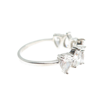 JCM JACMEL MAURITIUS 925 Sterling Silver Pear-Cut Shaped C Z Ring Size 8.25