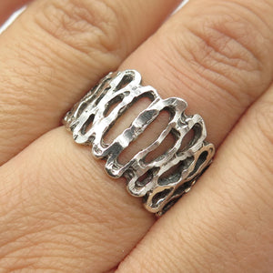 925 Sterling Silver Vintage Minos Mexico Open Bark of Tree Ring Size 7