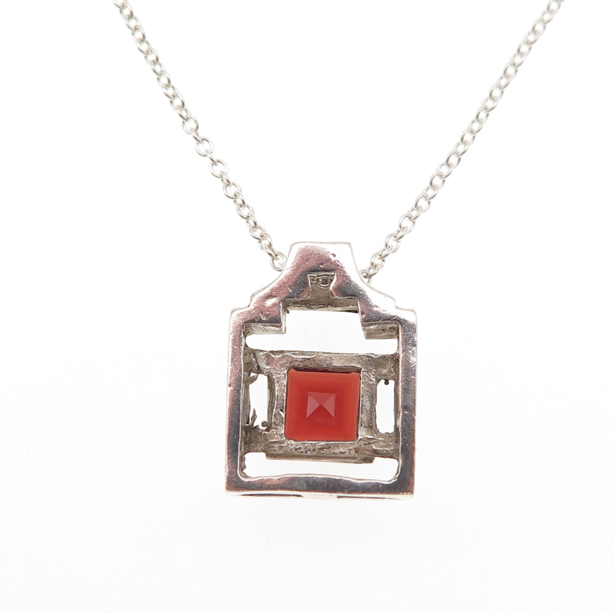 925 Sterling Silver Rose Gold Accent Vintage Real Red Garnet Chain Necklace 18"