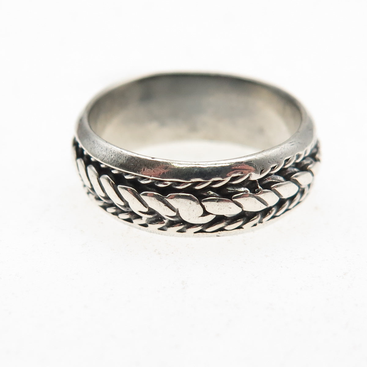 925 Sterling Silver Vintage Twisted Rope Oxidized Band Ring Size 5.75