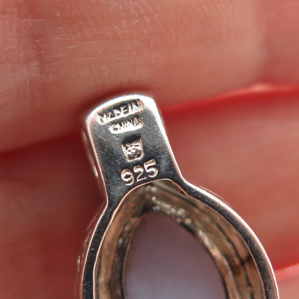 MICHELLE ALBALA Sterling Silver Vintage Real Lace Agate Modernist Mini Pendant
