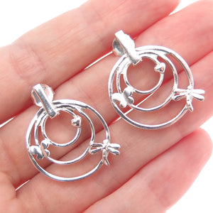 925 Sterling Silver Vintage Dragonfly Butterfly Heart Multi-Circle Earrings