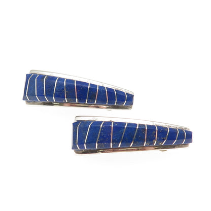 Daren Tsalate Zuni Old Pawn 925 Sterling Silver Vintage Lapis Clip On Earrings