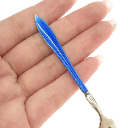 OTTAR HVAL 925S Sterling Silver Gold Plated Vintage Norway Enamel Lemon Fork