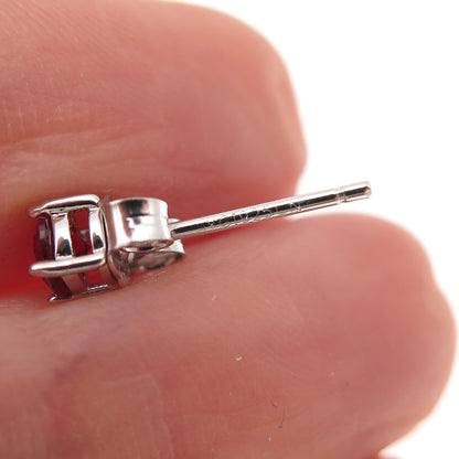 925 Sterling Silver Round-Cut Lab-Created Ruby Stud Earrings