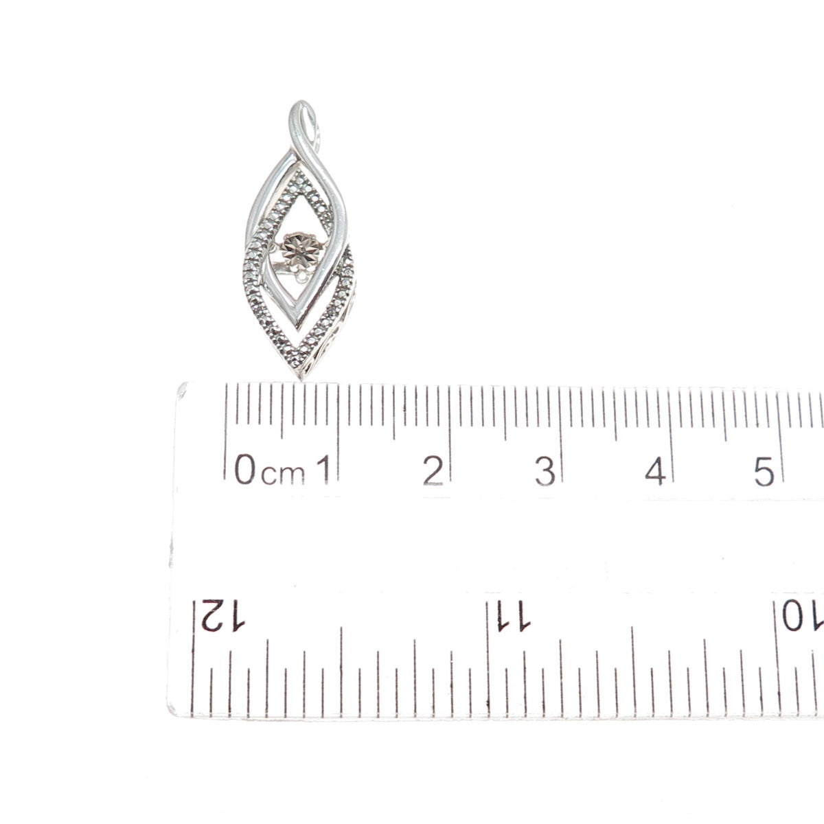 925 Sterling Silver Real Diamond Accent Interlocked Slide Charm Pendant