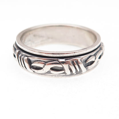 925 Sterling Silver Vintage Infinity Oxidized Rotating Band Ring Size 12