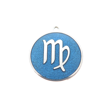 TOKEMOTI 925 Sterling Silver Blue Enamel Virgo Zodiac Minimalist Charm Pendant