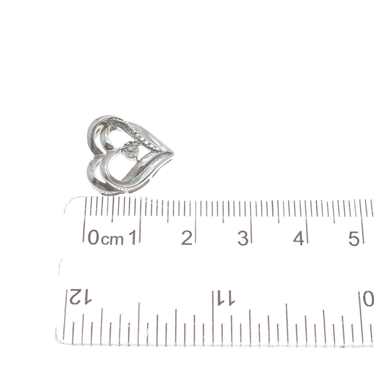 RL RICHLINE Sterling Silver Real Diamond Interlocked Heart Mini Slide Pendant