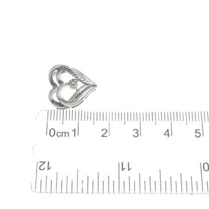 RL RICHLINE Sterling Silver Real Diamond Interlocked Heart Mini Slide Pendant