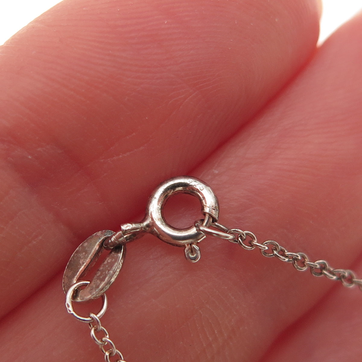 925 Sterling Silver Blue Enamel Rain Cloud Round Tag Cable Chain Necklace 18"