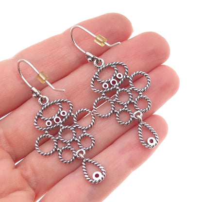 Pandora 925 Sterling Silver Real Amethyst Romance Dangle Earrings