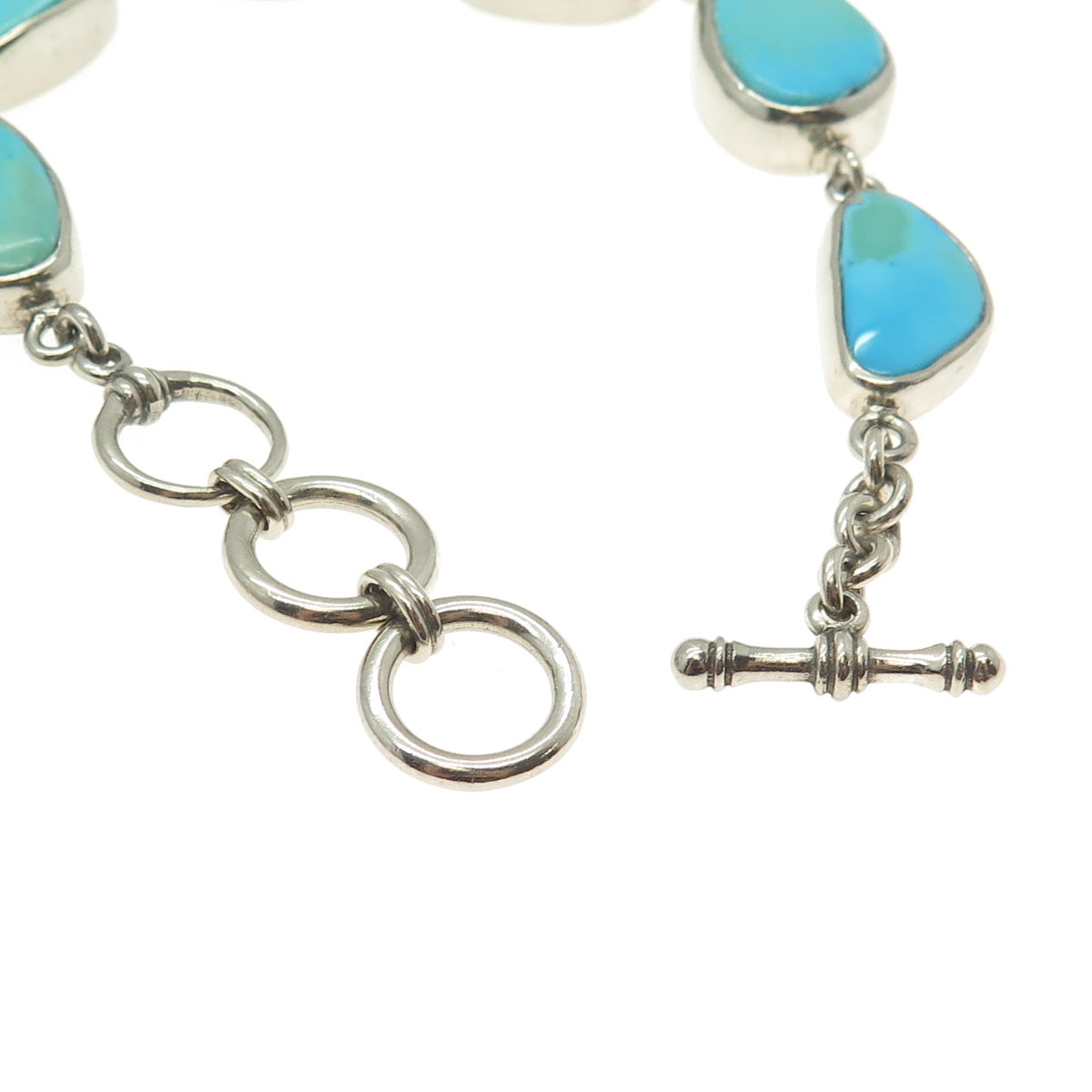 STARBORN 925 Sterling Silver Vintage Lone Mountain Turquoise Bracelet 7-7.75"