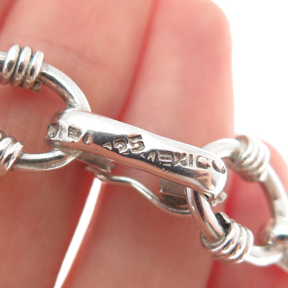 925 Sterling Silver Vintage Mexico Modernist Oval Link Bracelet 7"