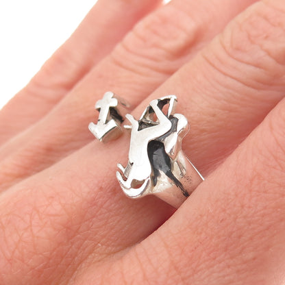 Swank 925 Sterling Silver Vintage Sagittarius Zodiac Adjustable Ring Size 8.5