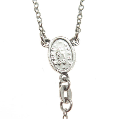 925 Sterling Silver Italy Crucifix Cross Religious Rosary Chain 24"